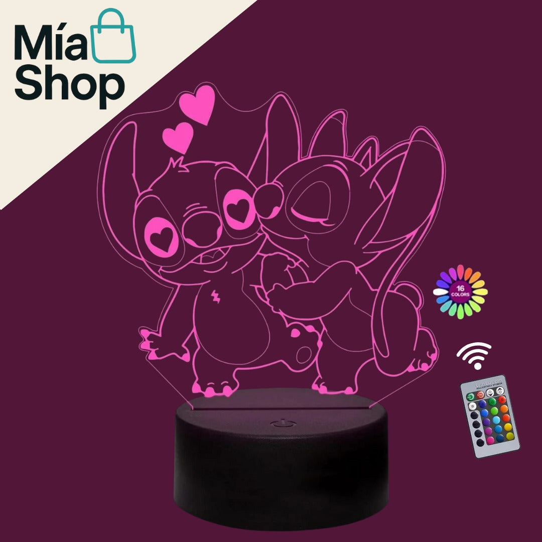 Lampara Nocturna 3D de Stitch con Control Remoto y Sensor Táctil