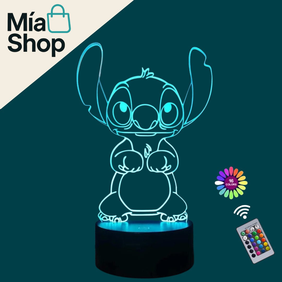 Lampara Nocturna 3D de Stitch con Control Remoto y Sensor Táctil