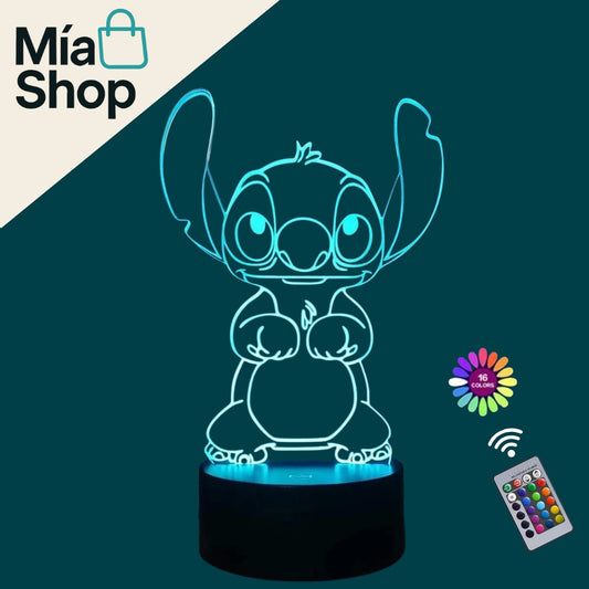 Lampara Nocturna 3D de Stitch con Control Remoto y Sensor Táctil