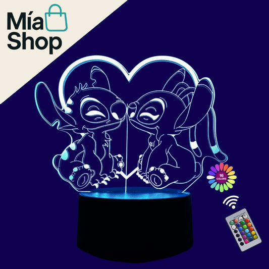 Lampara Nocturna 3D de Stitch con Control Remoto y Sensor Táctil