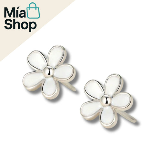 Aros de Plata 925 con Diseño de Margarita