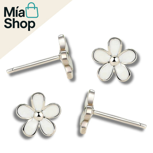 Aros de Plata 925 con Diseño de Margarita